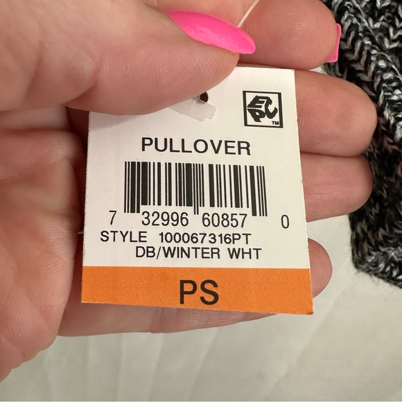 Style & Co Womens Cowl Neck with Buttons Curved Hem Sweater Black Grey Petite S - Picture 8 of 11